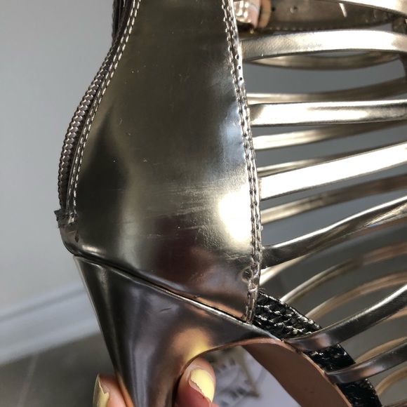 Steve Madden Gold Strappy 5” Heels - Picture 6 of 8
